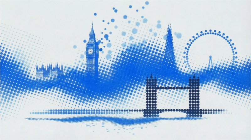 London skyline halftone illustration